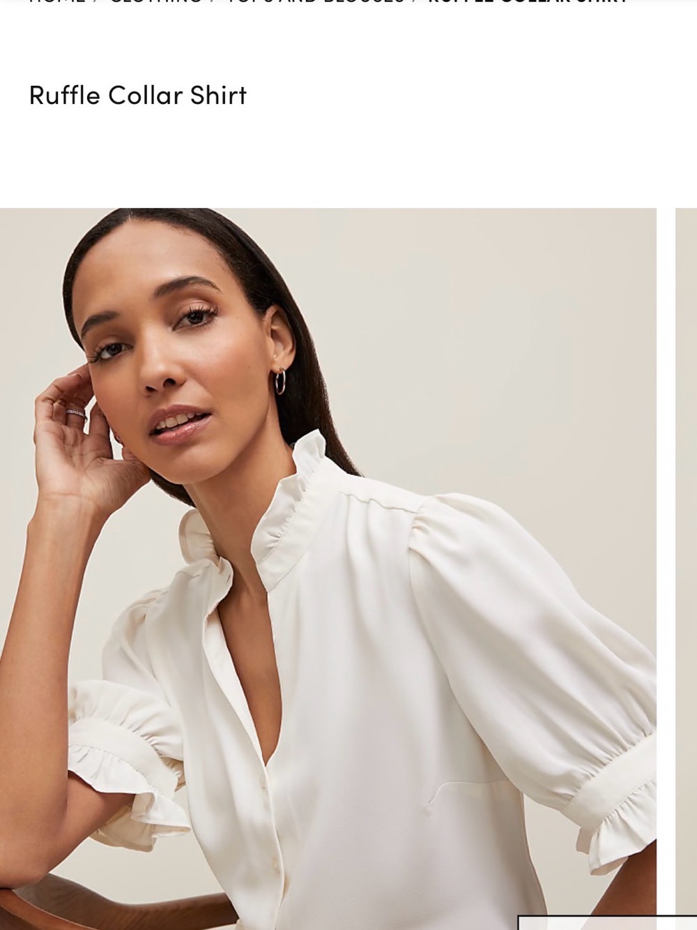 Ann Taylor Cream Ruffle Collar Blouse
